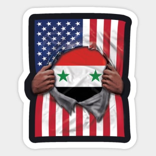 Syria Flag American Flag Ripped - Gift for Syrian From Syria Sticker